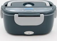 INF Elektrický obědový box s oxfordským látkovým sáčkem a nerezovou vidličkou a lžící Šedá