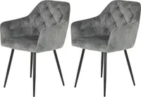 2er Set Sessel Tina I - Microfaser Vintage Grau - Metallgestell Rundrohr Pulverbeschichtung schwarz - 120kg belastbar