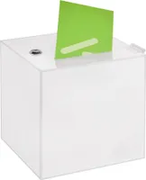 Losbox in 200x200x200mm, aus opalem Acrylglas - Zeigis® / Spendenbox / Aktionsbox / Gewinnspielbox / undurchsichtig / blickdicht / Milchglas / Acryl /abschließbar / versperrbar