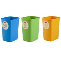 Eco Friendly 3er-Set Mülltrennungssystem 3x25L Mülleimer Mülltrennung Papier Glas und Kunststoff Recycling-Eimer aus Kunstoff
