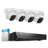 Reolink 4K Überwachungskamera Aussen Set, 8CH Videoüberwachung mit 4X 8MP PoE IP Kamera und 2TB HDD NVR für 24/7 Aufnahme Innen Outdoor, Personenerkennung und Fahrzeugerkennung, IP66, RLK8-800D4-A