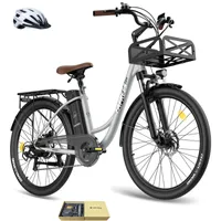 E-Bike Pannensichere Reifen 26 Zoll bis zu 160 - 200 km Wasserdicht IP54 Citybike mit 7 Gang, Grau