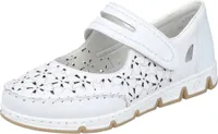 Rieker Damen Ballerina Leder floral Blumen Cutouts Spange Klettverschluss 49977, Größe:42 EU, Farbe:Weiß