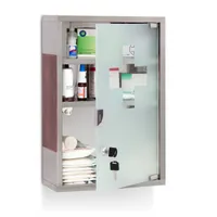 relaxdays 10019094_0 relaxdays Medizinschrank EMERGENCY Edelstahl XL ohne Norm silber