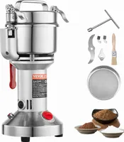 VEVOR elektrische Getreidemühle Hochgeschwindigkeits-Gewürzmühlen 1500 W 300 g, Pulverisiermaschine aus Edelstahl, für trockene Körner Gewürze Müsli Kaffee Mais Pfeffer Silber 180 x 160 x 355 mm