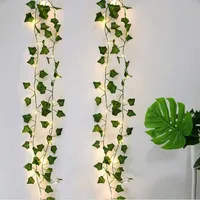 2m Künstliches Girlande LED Ahornblätter Rebe Lichterkette Batteriebetrieben für Innen Garten Party Hochzeit Deko