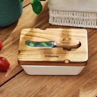 Butterdose Butterbox Butterglocke Butterschale MOOKA mit Deckel und Messer Porzellan HOMLA