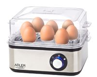 JUNG ADLER AD4486 Edelstahl Eierkocher bis 8 Eier, 800W, BPA-Frei, frei wählbarer Härtegrad - inkl. Eierstecher, Messbecher, Spiegelei-Pfännchen, Egg Cooker