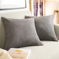 Blumtal 2er Set Kissenbezug 40x60 cm Chenille - Kuscheliges Sofakissen mit verstecktem Reißverschluss,  , weiches Dekokissen, Anthrazit