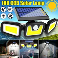 100COB solární světlo s detektorem pohybu solární reflektor venkovní zahradní lampa světlo