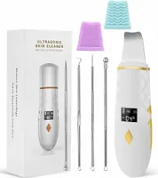 Dermaroller Ultraschallpeelinggerät, Gesichtsspatel Tiefenreinigung, Ultraschall-Peeling Porenreiniger Akne-Entferner Ionen Hautreiniger,