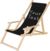 Holz Liegestuhl Klappbar Personalisiert Klappliegestuhl mit Armlehne und Getränkehalter Strandstuhl Motiv Bedrucken Schwarz, Deinen Text [119]