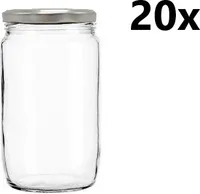 Einmachglas 720 ml FRANCO klar/transparent 20 Stück INKLUSIVE SILBERNEM DECKEL, Anzahl der Teile in der Packung: 20
