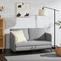 Schlafsofa ’Soini’ mit Liegefunktion 2-Sitzer gepolstert mit Kissen 78 x 125 x 67 cm Hellgrau