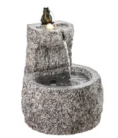 Dehner Gartenbrunnen Froschkönig mit LED Beleuchtung, Ø ca. 50 cm, Höhe ca. 55 cm, Granit, grau