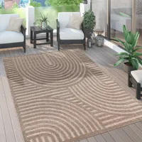 Outdoor Teppich wetterfest Boho & Skandi 3D-Optik für Terrasse, Balkon & Garten Grösse 140x200 cm