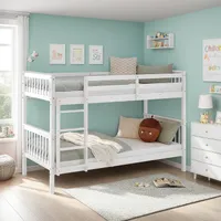 Homestyle4u, Etagenbett für Kinder, Hochbett mit Leiter, Weiß, 90x200 cm 2882