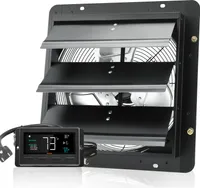 SucceBuy Odsávací ventilátor 356 mm s žaluzií, EC motor 1024 CFM, nástěnný s regulací otáček, s regulací teploty a vlhkosti, větrání pro skleníky, garáže, kůlny