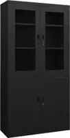 Prolenta Premium - Büroschrank Schwarz 90x40x180 cm Stahl