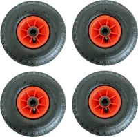 4x Sackkarrenrad Luftrad 260x85 3.00-4 Achlänge 75 mm 4PR Lagen mit Nadellager rot