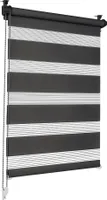 Sonello Doppelrollo Klemmfix ohne Bohren Duo Rollo Klemmrollo Sonnenschutzrollo Fensterrollo für Fenster & Türen Zebrarollo Seitenzugrollo 150cm x 60 cm Schwarz