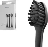 Zahnheld Bürstenkopf Basic Medium, mittelharte Ersatzbürsten für Schallzahnbürste Gero, effektive Reinigung, in Papierverpackung, 3 Stück, Schwarz