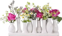 Jinfa Handgefertigte kleine Keramik Deko Blumenvasen Set aus 10 Vasen in weiß