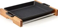 LAVA Gusseisen-Grillpfanne 26 x 32 cm Induktion gerippt 2 Griffe, schwarz, mit Boden