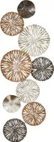 3D Wandbild 33x87cm Ringe Kreise Metall Braun Gold Deko Teller Wanddeko Design