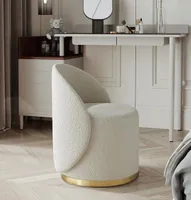Schminkstuhl Kosmetik drehbarer Hocker Stuhl mit Rückenlehne aus Stoff Goldene Umrandung L40*H60cm