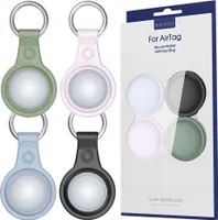 Dux Ducis sada 4 flexibilných silikónových puzdier s pútkom na kľúče pre Apple AirTag (čierne, zelené, ružové, modré)