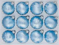 12 tlg. Glas-Weihnachtskugeln Set in "Ice Blau" Eislack