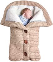Stricken Schlafsack mit Kapuzen Knopf Swaddle Pucksack Babyschale Einschlagdecke 