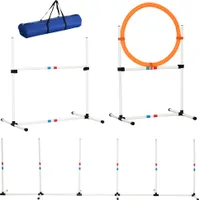 PawHut 3-dielna súprava pre výcvik psov agility pre domáce zvieratá súprava pre výcvik psov vrátane tašky ľahko prenosnej plastovej bielej+žltej