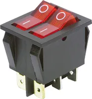 Wippenschalter McPower, 6-polig, rote Wippe, 250V/15A, Stellungen: EIN/AUS