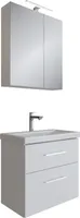 Planetmöbel Badmöbel Set mit Spiegelschrank und Waschtisch mit Schubladen – 60 cm weiß