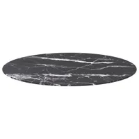 vidaXL Tischplatte Schwarz Ø90x1 cm Hartglas in Marmoroptik