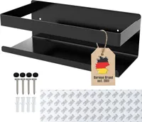 Intirilife samoprzylepna półka prysznicowa w kolorze czarnym - 23 x 10,5 x 8 cm - półka prysznicowa bez wiercenia, uchwyt na szampon koszyk prysznicowy do montażu na ścianie koszyk na akcesoria łazienkowe - nierdzewna półka ze stali nierdzewnej do łazienki i kuchni