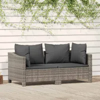 vidaXL 2dílná zahradní lounge souprava s polštáři Grey Poly Rattan