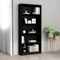 vidaXL Regál na knihy 5 přihrádek černý 80x24x175 cm výrobek ze dřeva