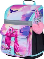 Baagl Schulranzen Mädchen 1. Klasse - Ergonomische Schultasche für Kinder - Schulrucksack mit Brustgurt - Grundschule Ranzen (Eule)