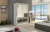 Šatní skříň se zrcadlem Urshula - šířka 120 cm, bílá