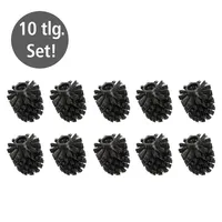 WENKO 10er Set Ersatzbürstenkopf für Toilettenbürsten, schwarz,  Ø 8 cm | zum einfachen Auswechseln