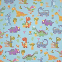 Geschenkpapier kleine Dinosaurier 70cm x 2m Rolle hellblau