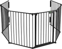 VOUNOT Kaminschutzgitter Metall, 6 Elemente Konfigurationsgitter Faltbar, 360 x 75 cm, Schwarz