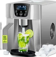 KESSER® Eiswürfelbereiter | Eiswürfelmaschine Edelstahl | 100W  Ice Maker | 12 kg 24 h | 2 Würfelgrößen | Zubereitung in 6 min | 2 Liter Wassertank | Timer | LCD-Display | Wassertank
