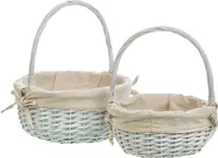 WANDERLUST DECO Set mit 3 gefütterten weißen Weidenkörben