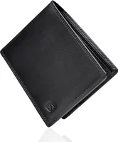 SERASAR | Ledergeldbörse [Space] mit Schwarz Leather | Farbe: Schwarz | Länge: 12.5cm