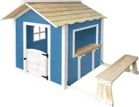 HOME DELUXE - Spielhaus DER GROßE PALAST - Blau mit Bank  -es Holz