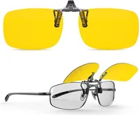 GKA Überbrille Aufsatz Clip on Nachtfahrbrille Gelbbrille Sonnenbrillenaufsatz klappbar Nachtsichtbrille für Brillenträger blendfrei